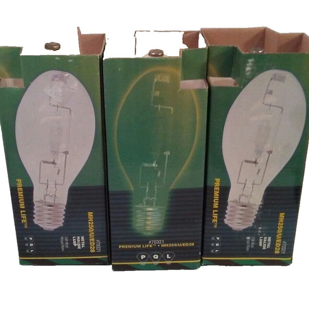 Mogul Base Metal Halide Light Bulb Lot 3 U ED28 250W Premium Life MH250 70321